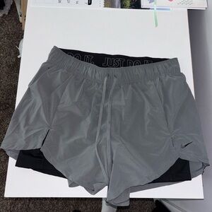 Nike Gray Athletic Shorts Elastic Waistband